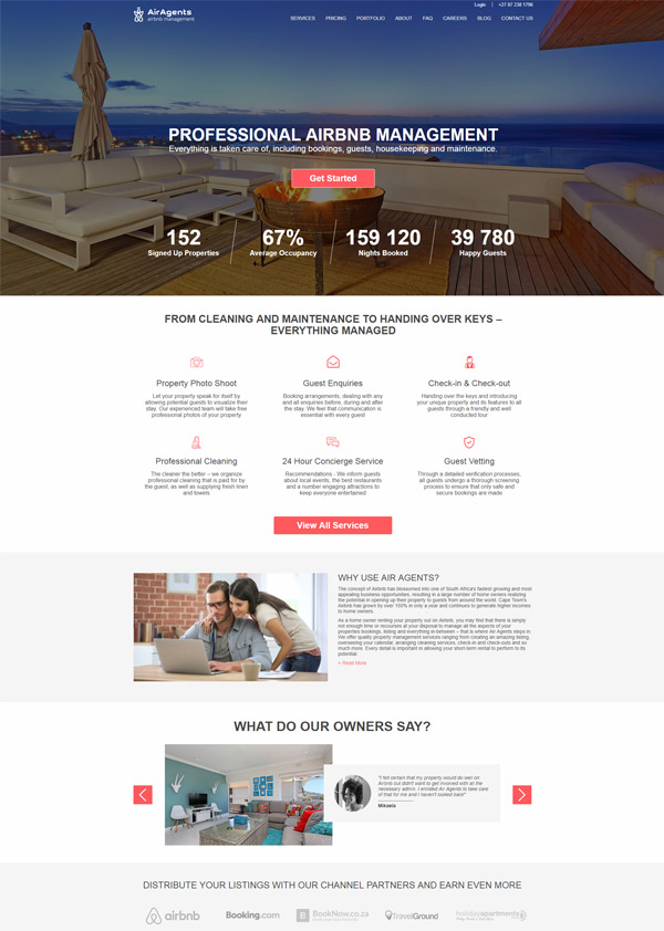 Custom CMS, Responsive Design, Airbnb API