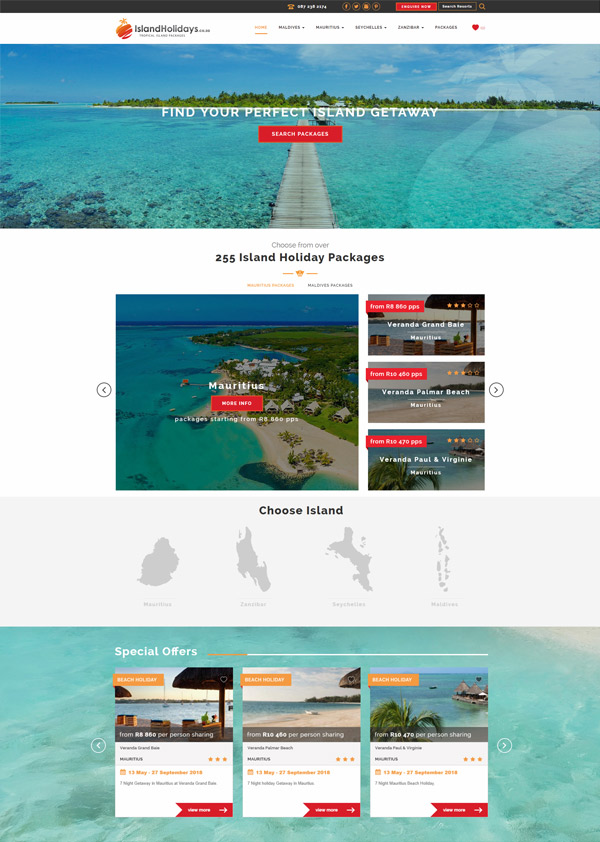 Laravel and October CMS Developed Website for Island Holidays