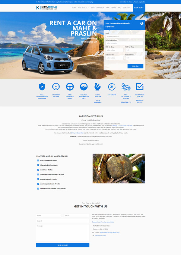 Car Rental Website Designed in Words Press