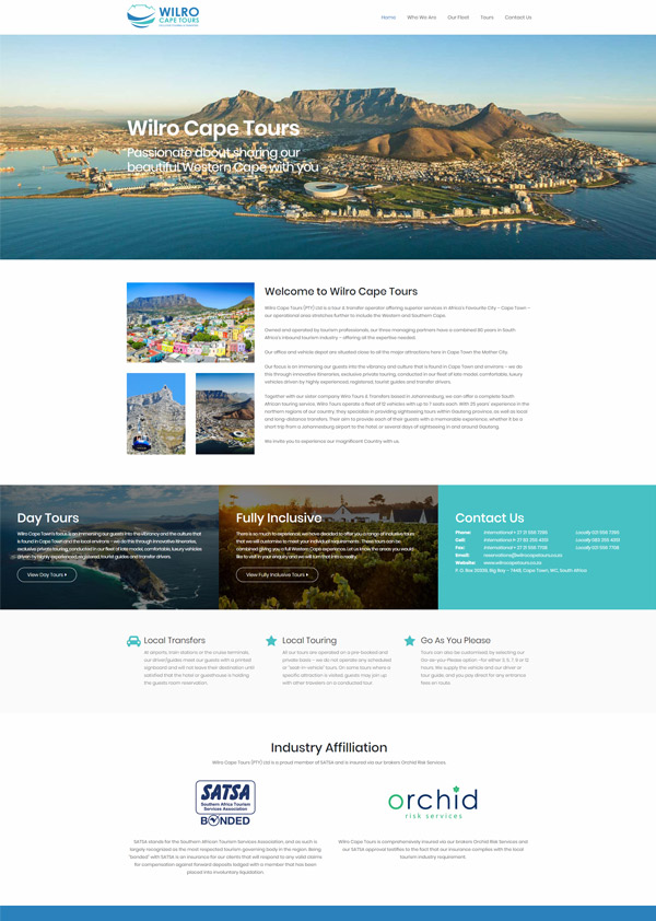 Words Press Website for Cape Town Tours Website