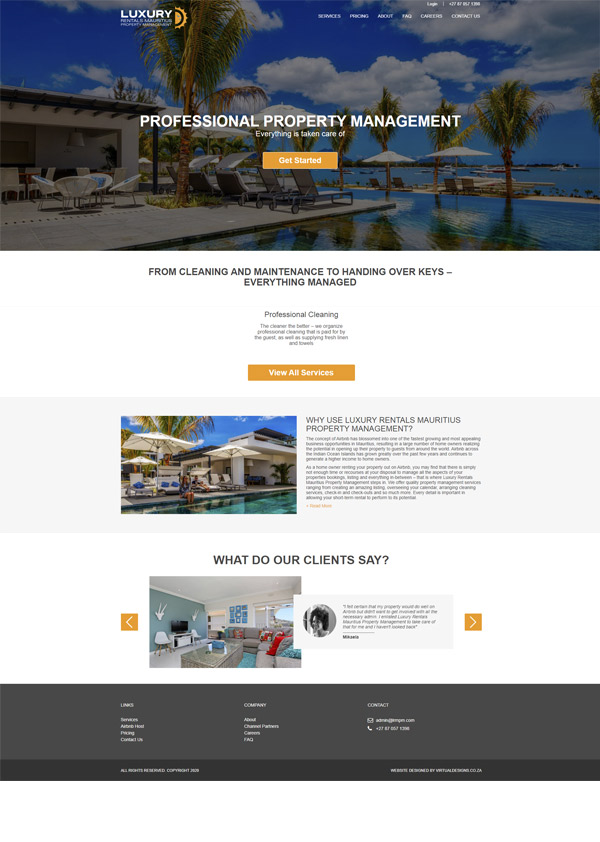 PHP Developed Websites for Property Managment company in Mauritius