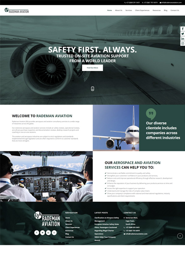 Aviation Website Designed in WordPress