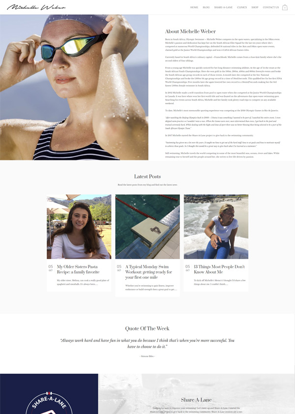 Olympic Swimmer, Michelle Weber WordPress Website Design