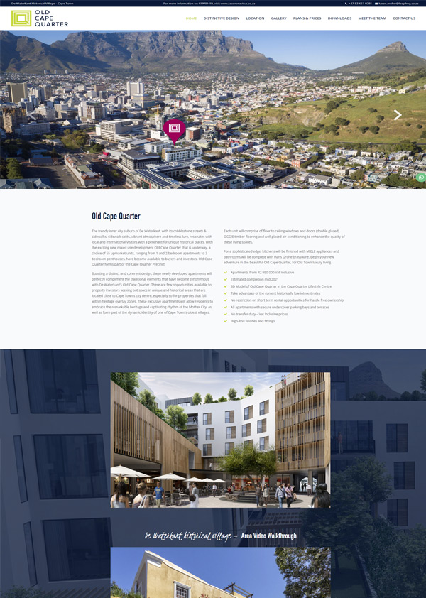 HTML5 Developed Website for Property Investment Company Old Cape Quarter
