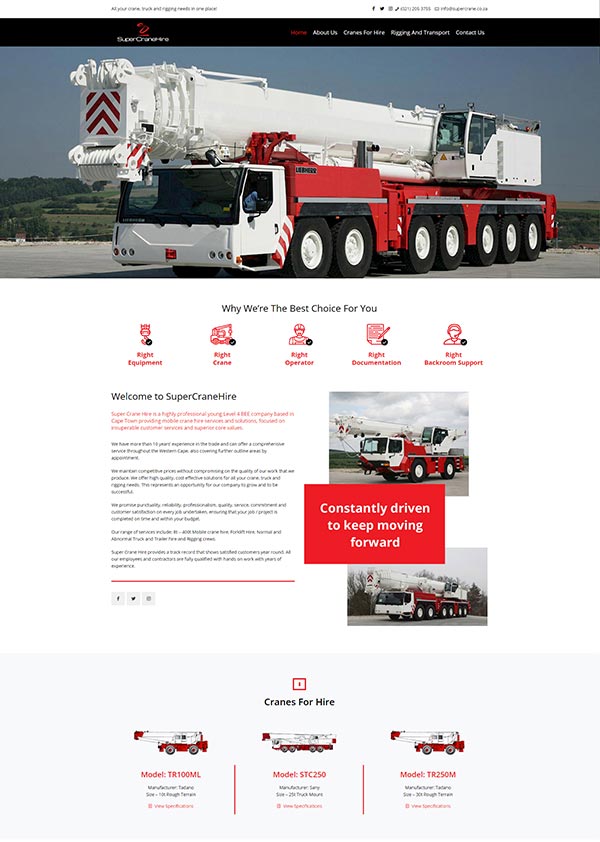WordPress Website Design for Super Crane Hire